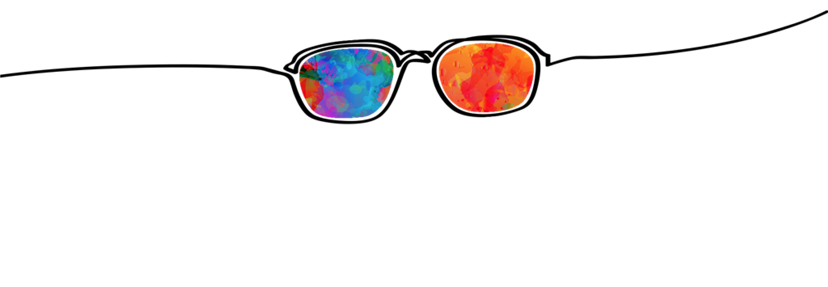 Illustrasjon av solbriller med fargerike glass